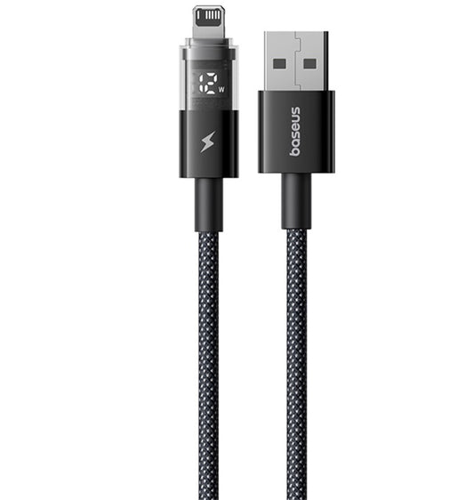 USB-A - Lightning Baseus Display 2 adat- és töltőkábel, 18W, 1m, Fekete P10382700121-00