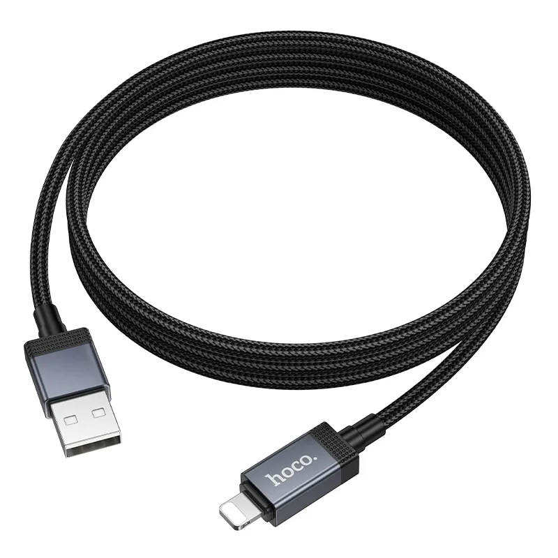 USB-A - Lightning HOCO X118 Display adat- és töltőkábel, 12W, 1m, Fekete