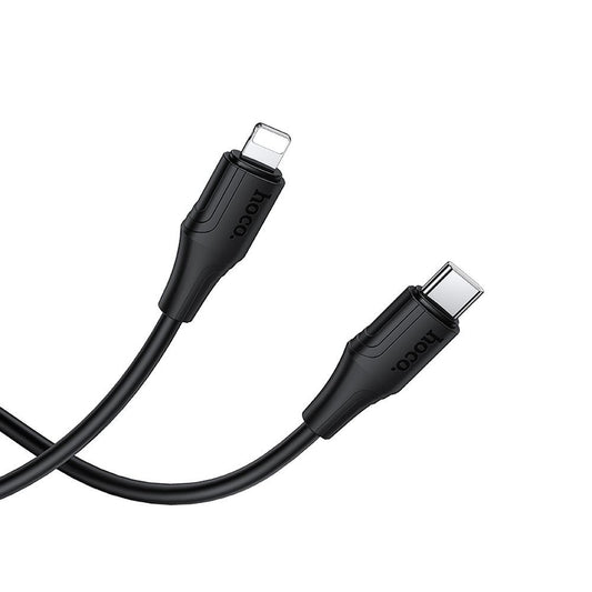 USB-C - Lightning HOCO X124 adat- és töltőkábel, 27W, 1m, Fekete
