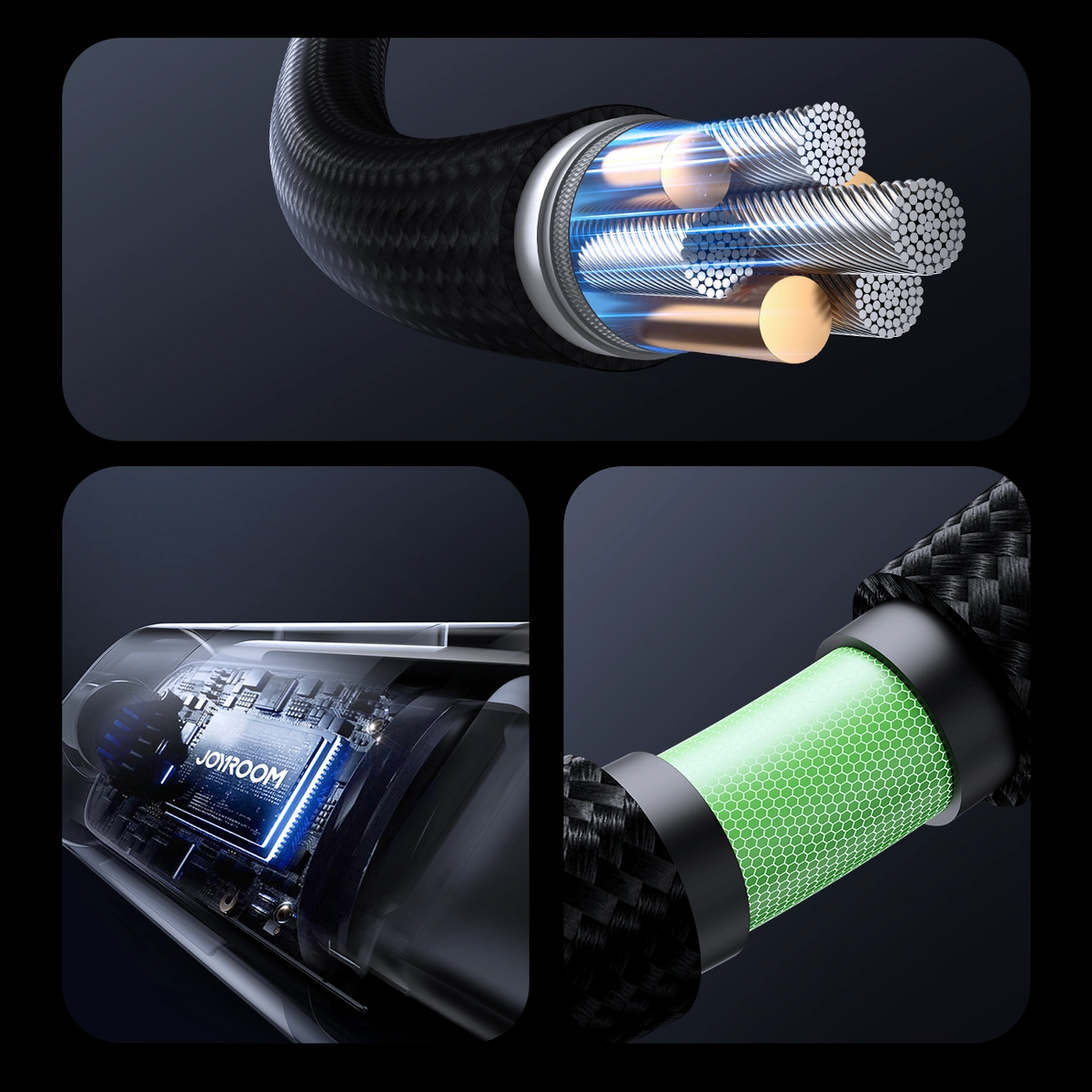 USB-C - Lightning Joyroom S-A16 Pro Prism Display adat- és töltőkábel, 30W, 1.2m, Fekete