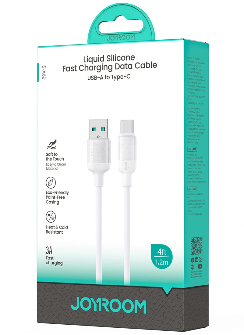 USB-A - USB-C adat- és töltőkábel Joyroom S-A62 Lively, 18W, 1,2m, fehér