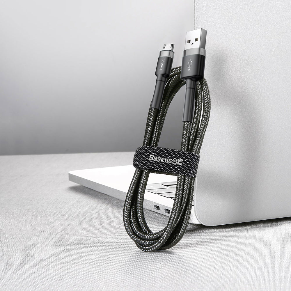 Adat- és töltőkábel USB-A - microUSB Baseus Cafule, 18W, 1m, szürke CAMKLF-BG1