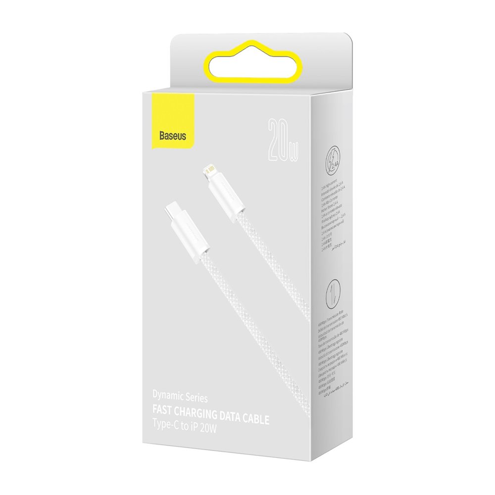 USB-C - Lightning Baseus Dynamic Fast Charging adat- és töltőkábel, 20W, 1m, fehér CALD000002