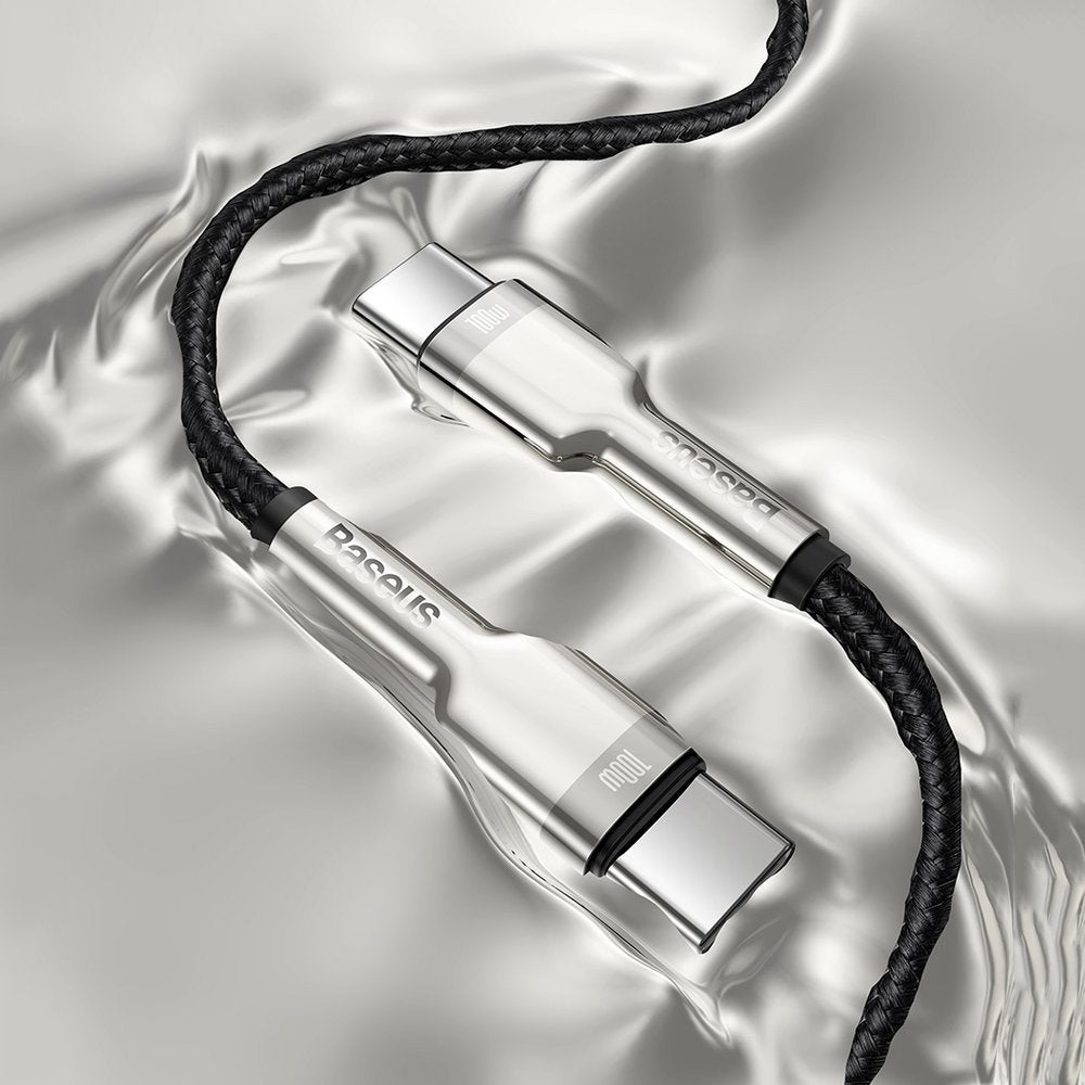 USB-C adat- és töltőkábel - USB-C Baseus Cafule Metal sorozat, 100W, 1m, fekete CATJK-C01