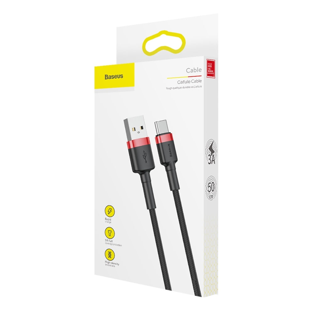USB-A - USB-C Baseus Cafule adat- és töltőkábel, 60W, 0,5m, Piros CATKLF-A91