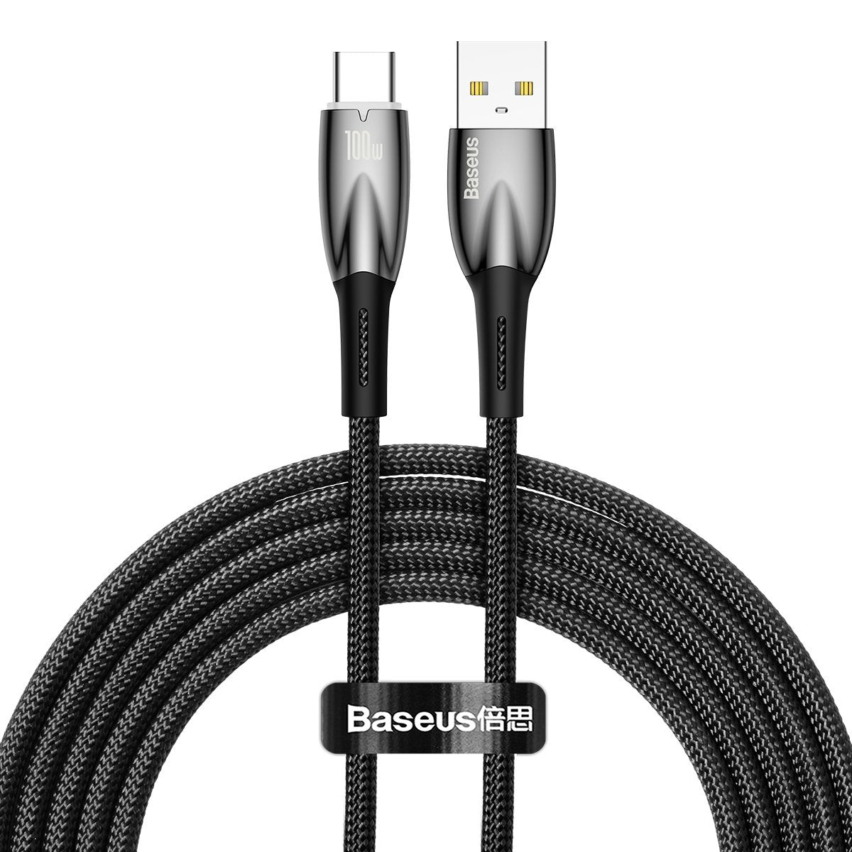 USB-A-ról USB-C-re Baseus Glimmer sorozatú adat- és töltőkábel, 100W, 2m, fekete CADH000501 CADH000501 CADH000501