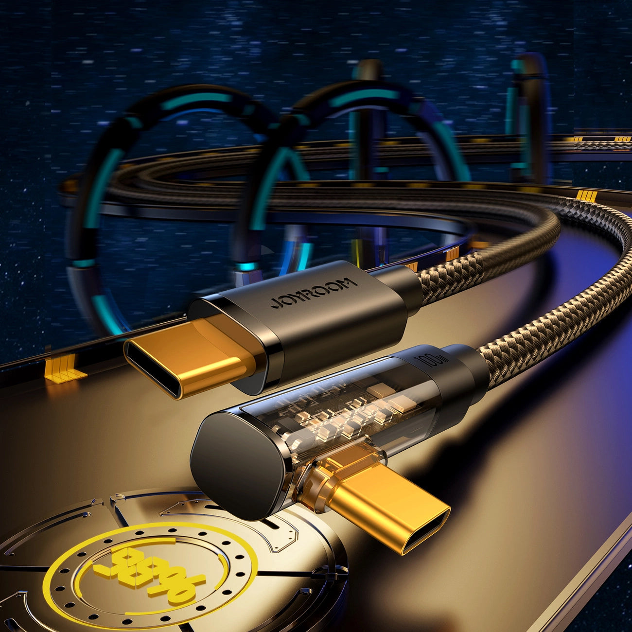 USB-C - USB-C adat- és töltőkábel Joyroom S-CC100A6 Angled, 100W, 1.2m, Fekete