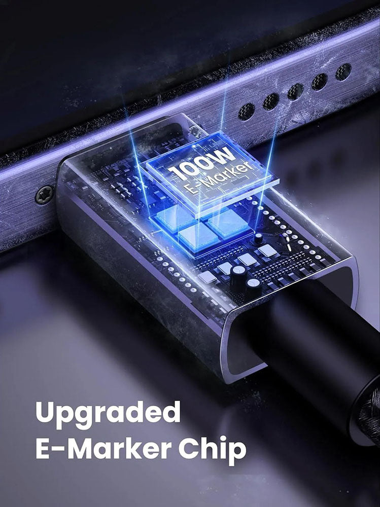 USB-C - USB-C adat- és töltőkábel UGREEN L512, 100W, 3m, szürke