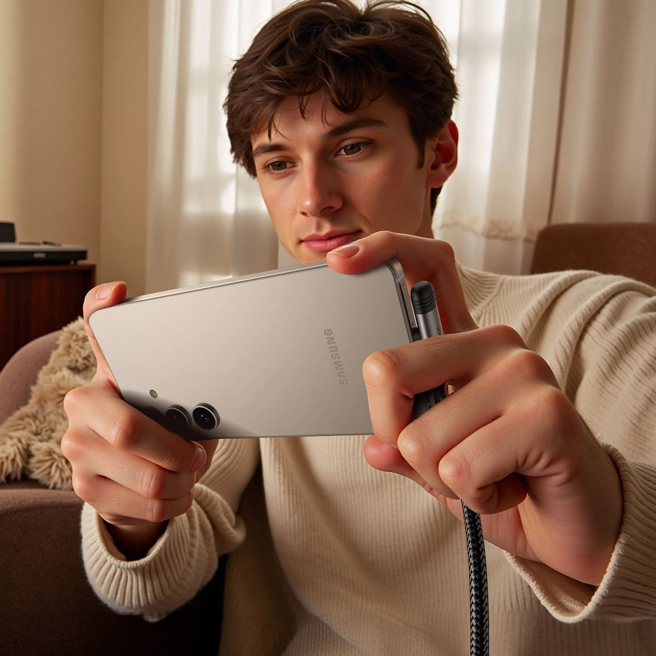 USB-A - USB-C Joyroom S-A56 EnjoyX Angled adat- és töltőkábel, 20W, 1.2m, Fekete