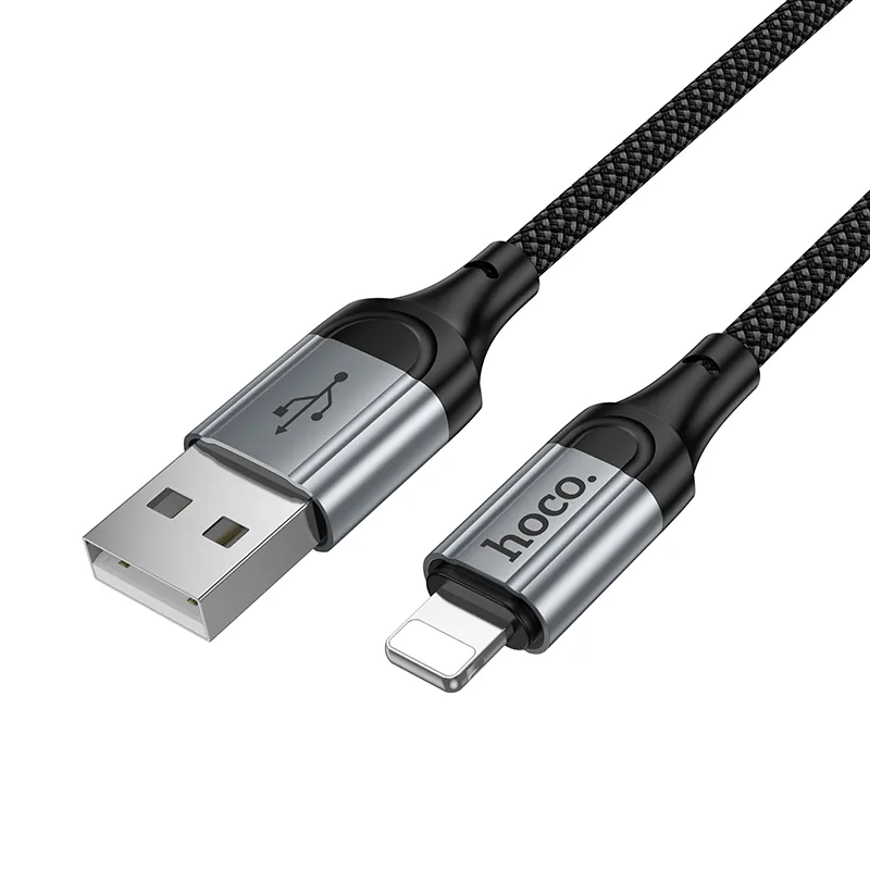 USB-A - Lightning HOCO X121 adat- és töltőkábel, 27W, 1.5m, Fekete