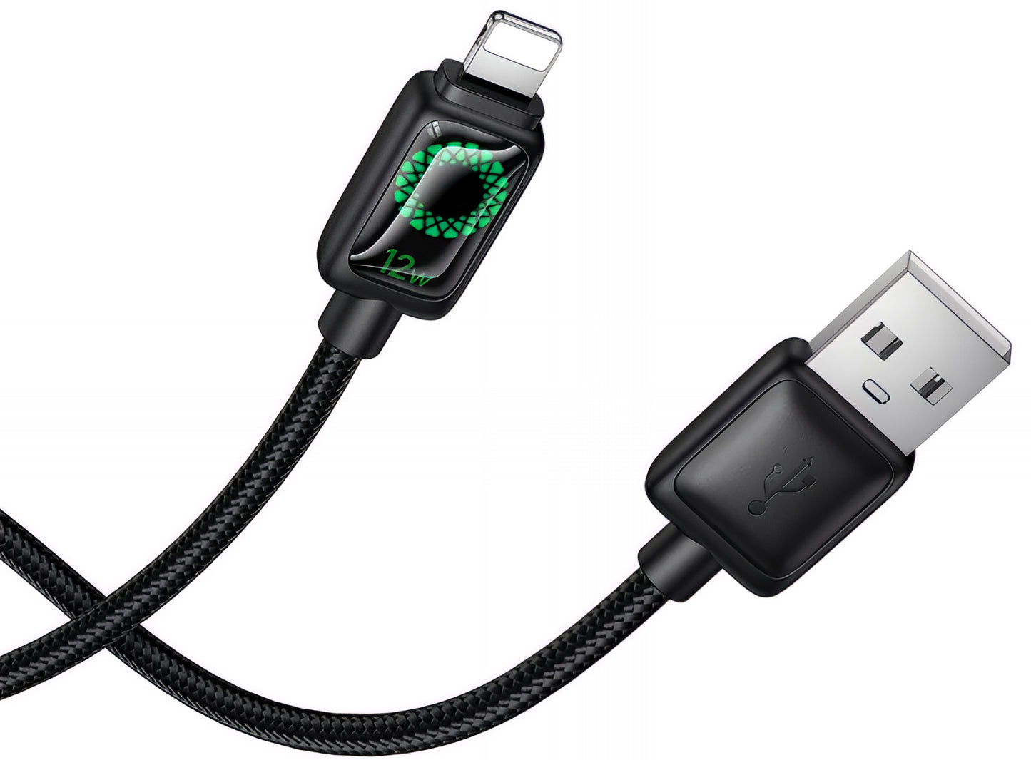 USB-A - Lightning HOCO U146 adat- és töltőkábel, 12W, 1,2m, Fekete