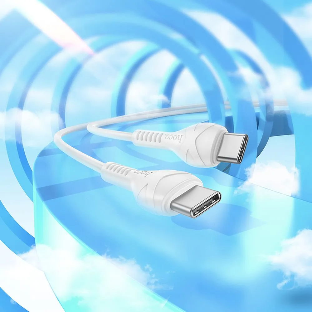 USB-C - USB-C HOCO X37 adat- és töltőkábel, 60W, 1m, Fehér