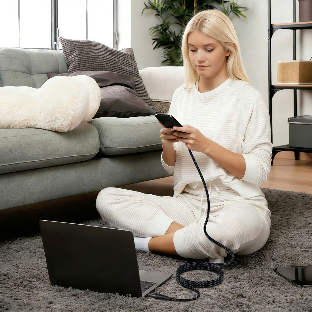 USB-C adat- és töltőkábel - USB-C Tech-Protect UB11T Ultraboost, 100W, 2m, fekete
