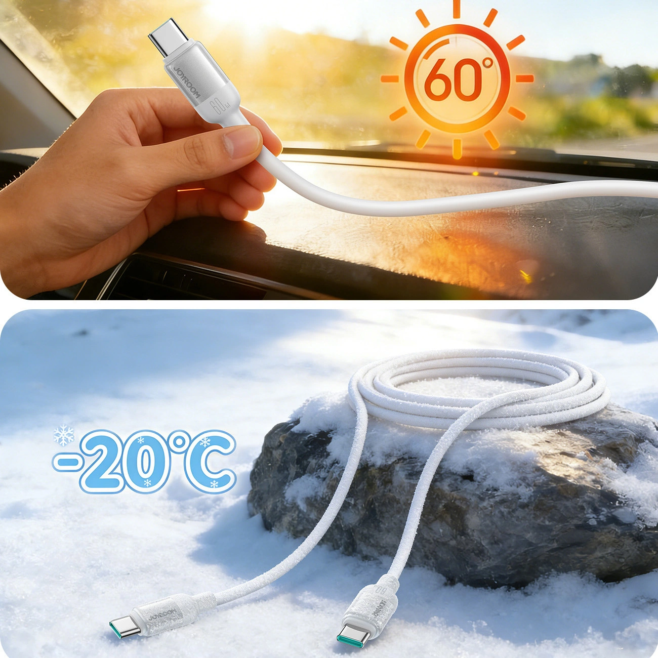 USB-C adat- és töltőkábel - USB-C Joyroom S-A62 Lively, 60W, 1,2m, fehér