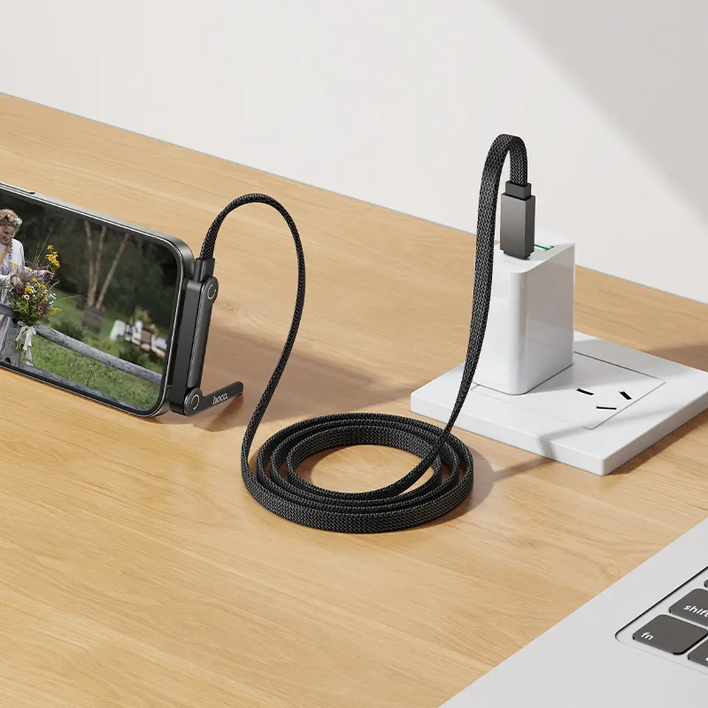 USB-C adat- és töltőkábel - USB-C HOCO U150 Exquisite, 60W, 1,2m, fekete