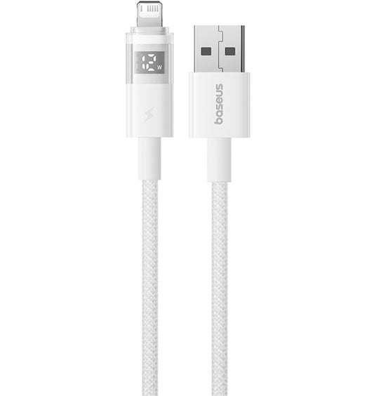 USB-A - Lightning Baseus Display 2 adat- és töltőkábel, 18W, 2m, Fehér P10382700211-01
