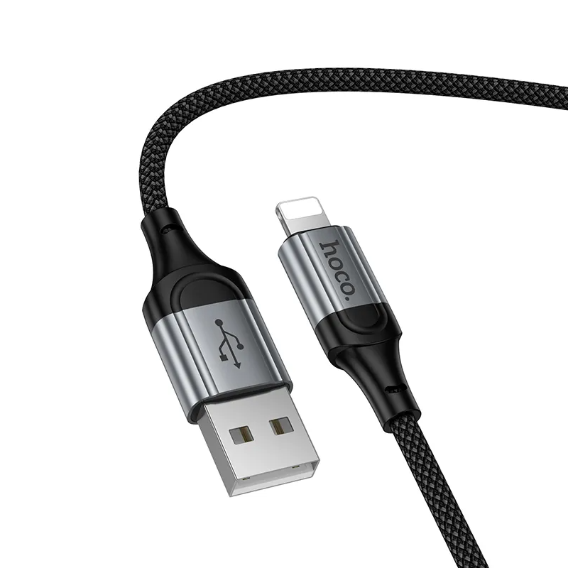 USB-A - Lightning HOCO X121 adat- és töltőkábel, 27W, 1.5m, Fekete