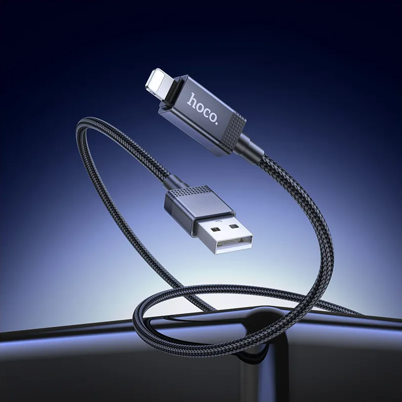 USB-A - Lightning HOCO X118 Display adat- és töltőkábel, 12W, 1m, Fekete