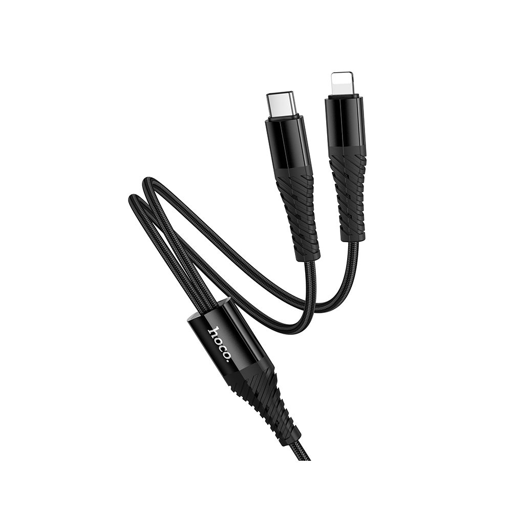 USB-C - Lightning / USB-C HOCO X123 töltőkábel, 10W, 1m, Fekete