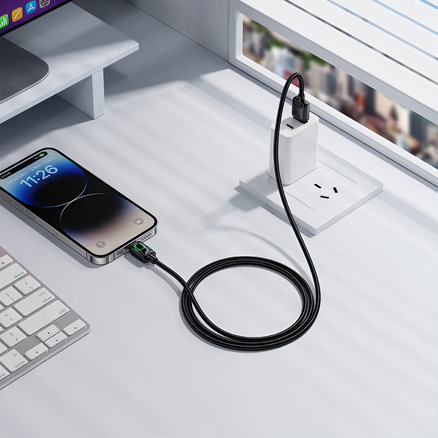 USB-A - Lightning HOCO U146 adat- és töltőkábel, 12W, 1,2m, Fekete