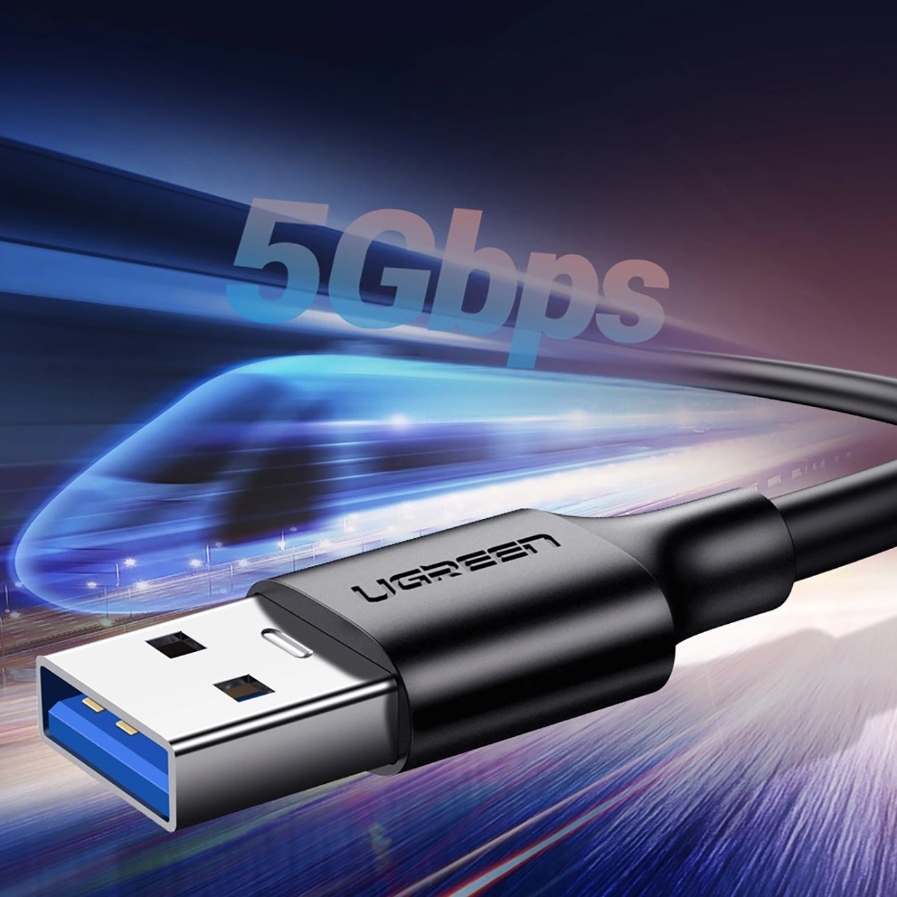 USB-A - USB-C UGREEN US184 adat- és töltőkábel, 18W, 0,5m, fekete