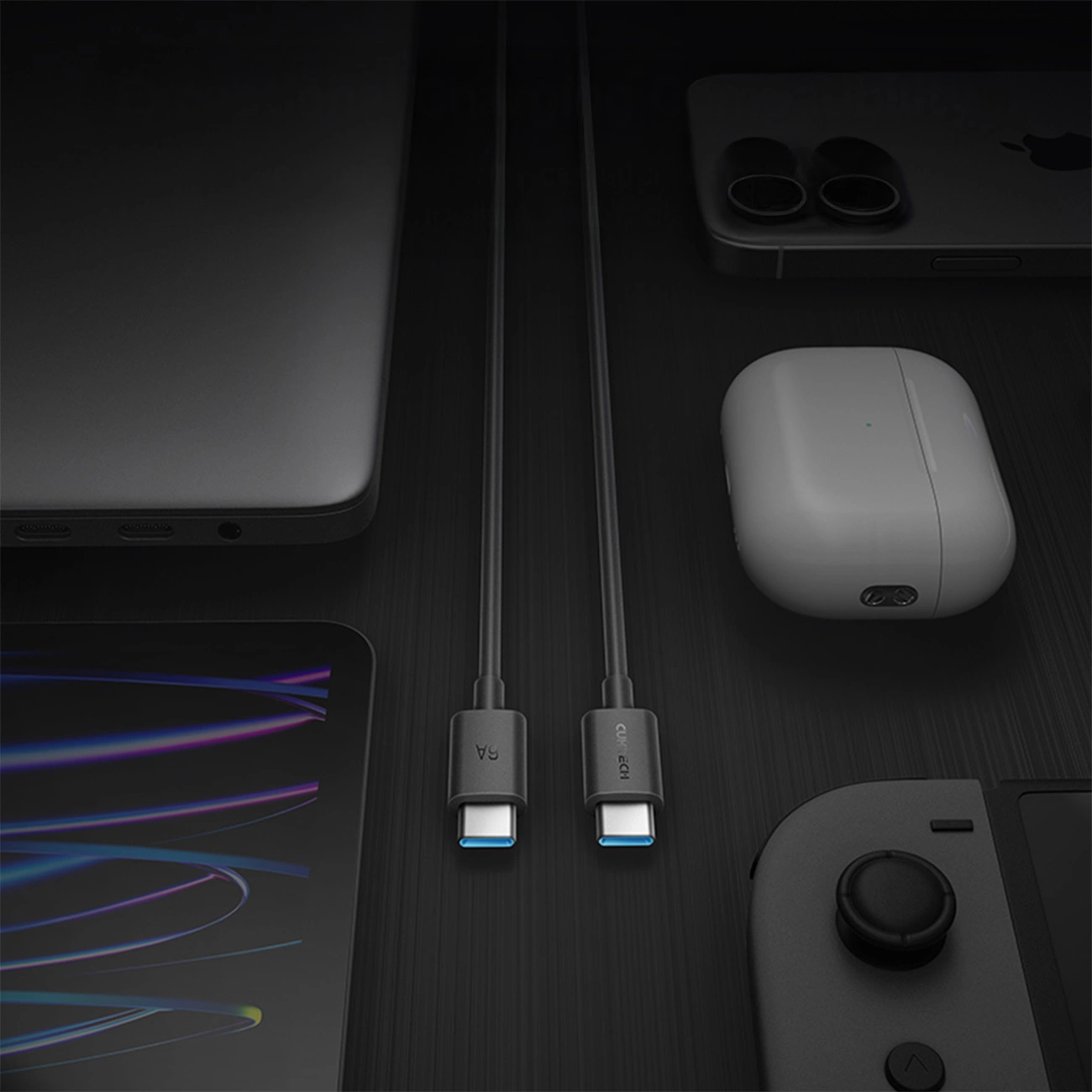 USB-C - USB-C Cuktech adat- és töltőkábel, 240W, 1.5m, Fekete CKCTC615NCBK