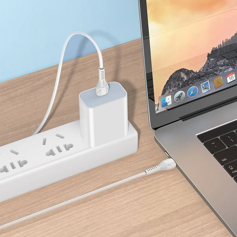 USB-C - USB-C HOCO X37 adat- és töltőkábel, 60W, 1m, Fehér