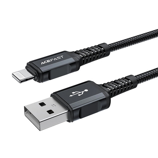 USB-A to Lightning Data and Charging Cable Acefast C4-02, 18W, 1.8m, Black