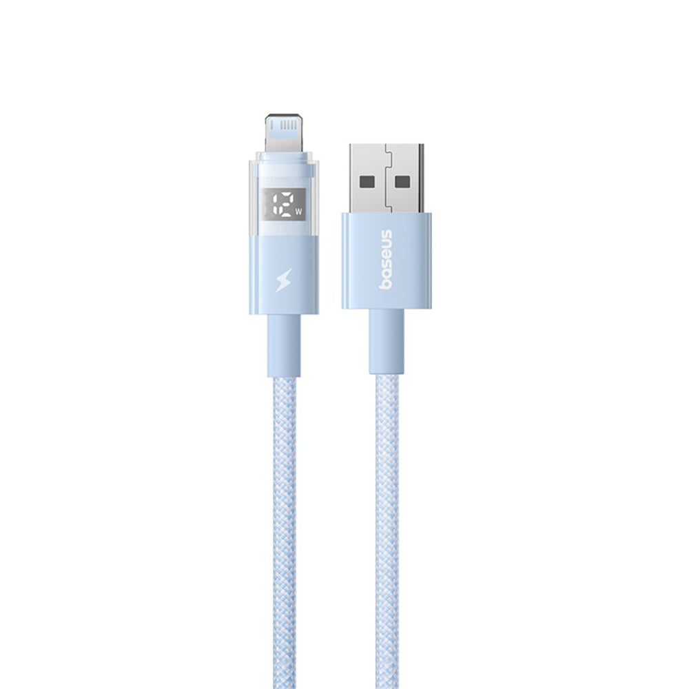 USB-A - Lightning Baseus Display 2 adat- és töltőkábel, 12W, 1m, Kék P10382700311-00