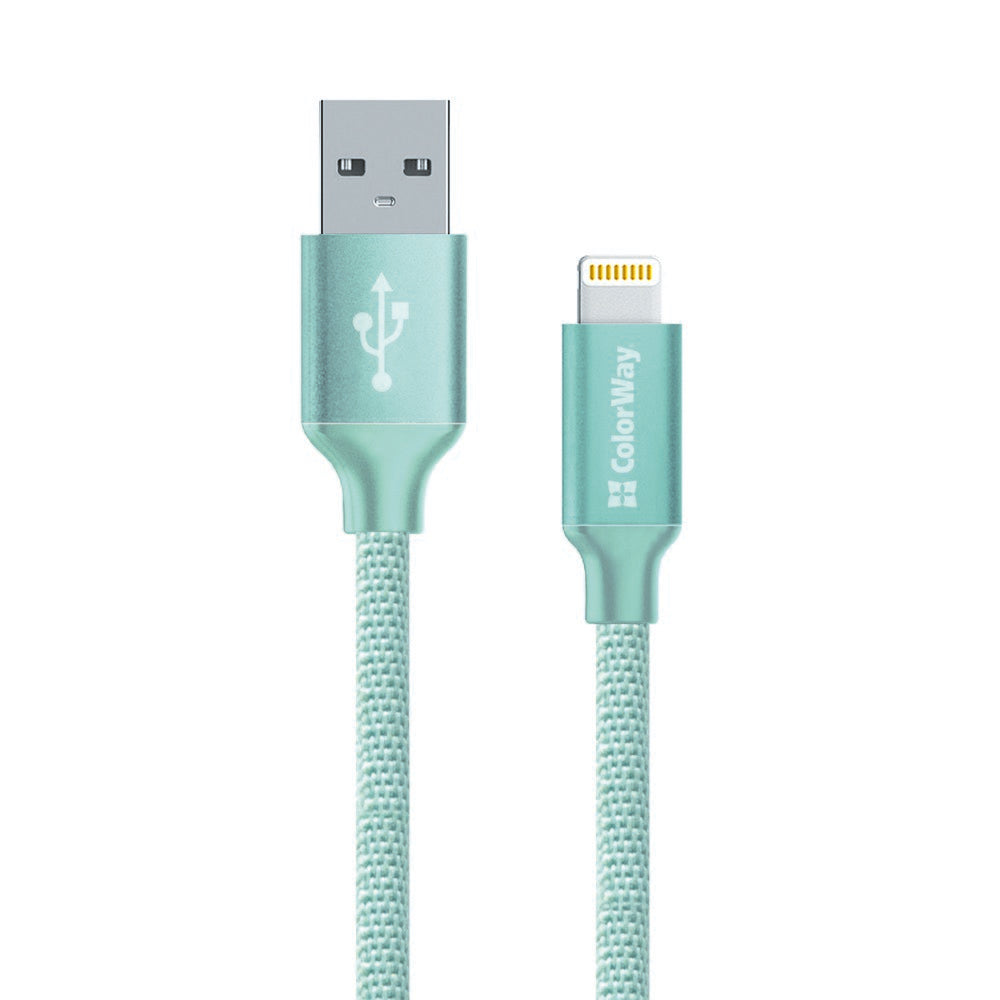 USB-A - Lightning ColorWay CW-CBUL004 adat- és töltőkábel, 18W, 1m, Zöld