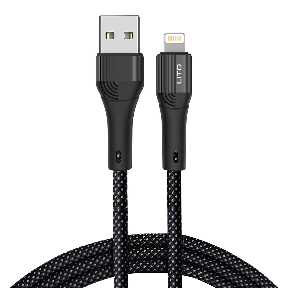 Adat- és Töltőkábel USB-A - Lightning Lito LD14, 18W, 1m, Fekete