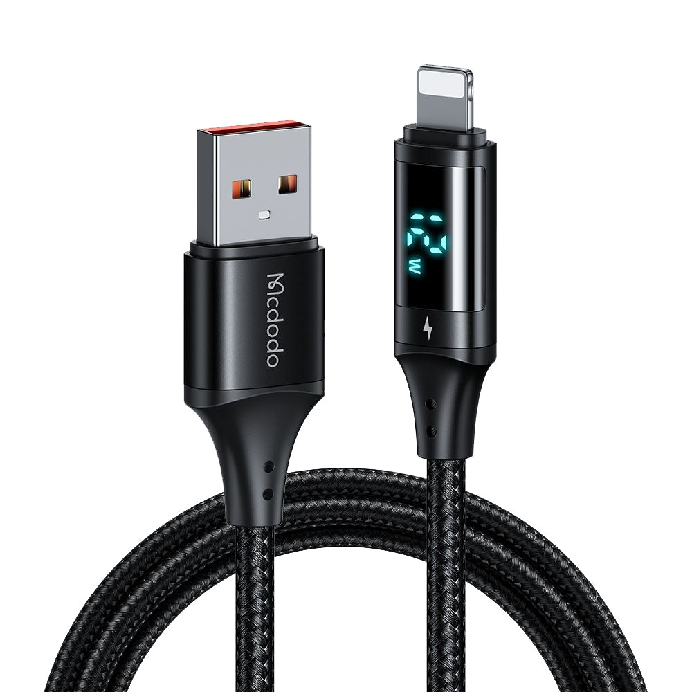 USB-A - Lightning McDodo CA-1060 Display adat- és töltőkábel, 12W, 1.2m, Fekete