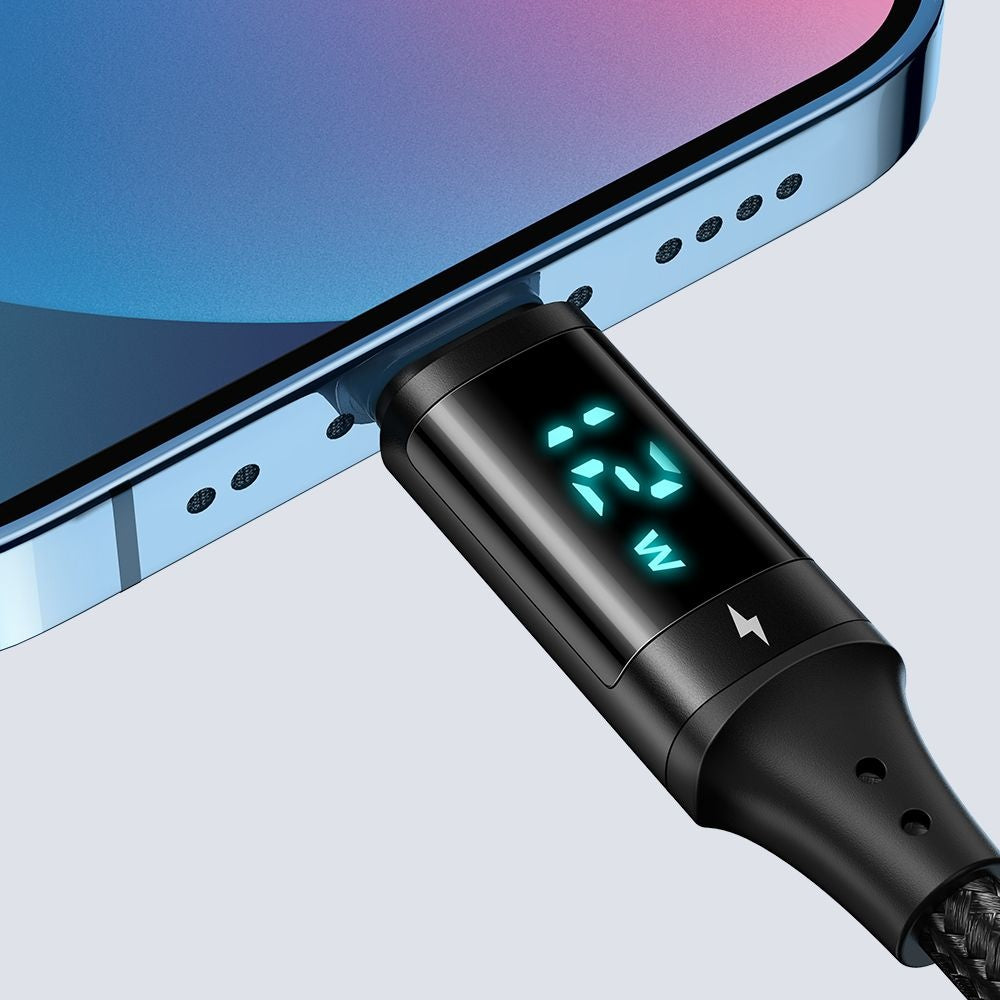 USB-A - Lightning McDodo CA-1060 Display adat- és töltőkábel, 12W, 1.2m, Fekete