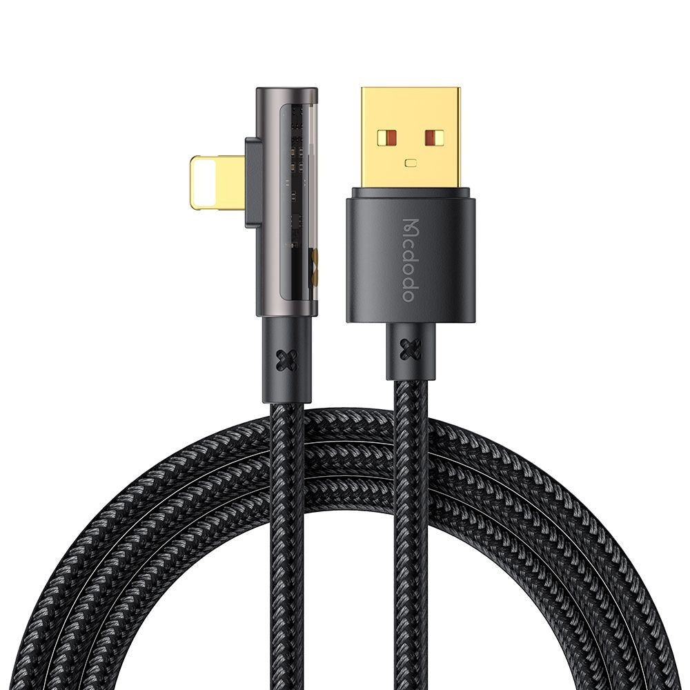 USB-A - Lightning McDodo CA-3510 Angled adat- és töltőkábel, 18W, 1.2m, Fekete