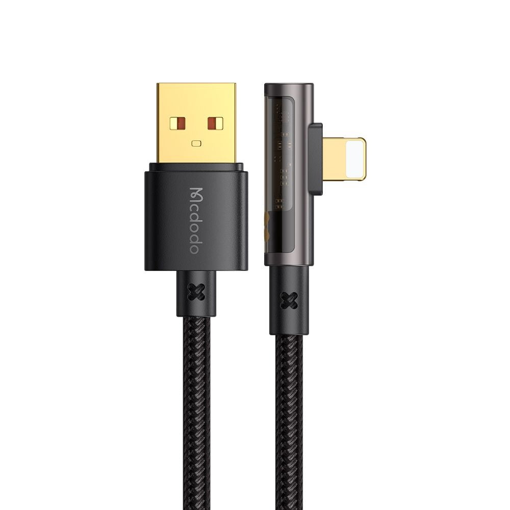 USB-A - Lightning McDodo CA-3510 Angled adat- és töltőkábel, 18W, 1.2m, Fekete