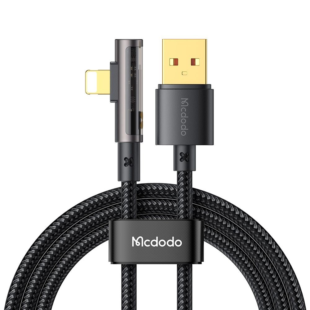 USB-A - Lightning McDodo CA-3510 Angled adat- és töltőkábel, 18W, 1.2m, Fekete