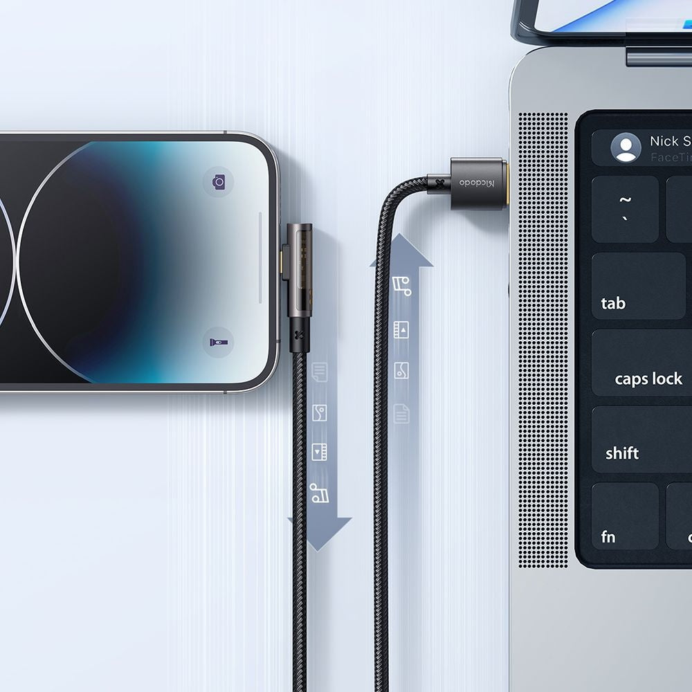 USB-A - Lightning McDodo CA-3510 Angled adat- és töltőkábel, 18W, 1.2m, Fekete