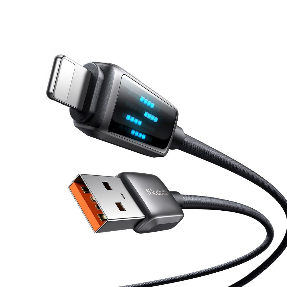 USB-A - Lightning McDodo CA-5250 Display adat- és töltőkábel, 18W, 1.2m, Fekete