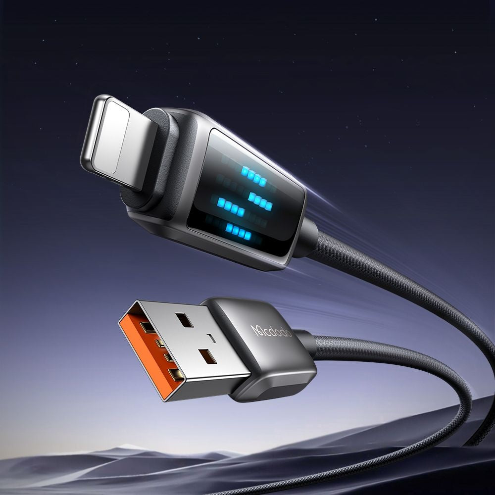 USB-A - Lightning McDodo CA-5250 Display adat- és töltőkábel, 18W, 1.2m, Fekete