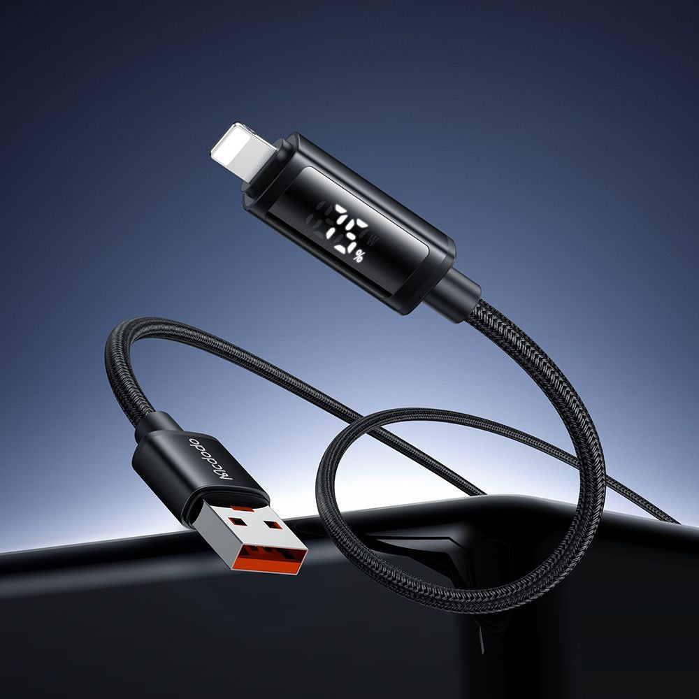 USB-A - Lightning McDodo CA-7970 Display adat- és töltőkábel, 18W, 1.2m, Fekete