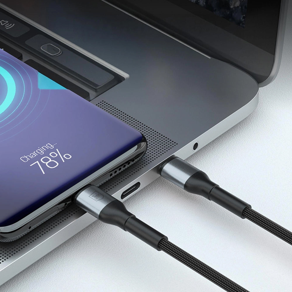 USB-A - USB-C 3MK Hyper N adat- és töltőkábel, 18W, 2m, Fekete
