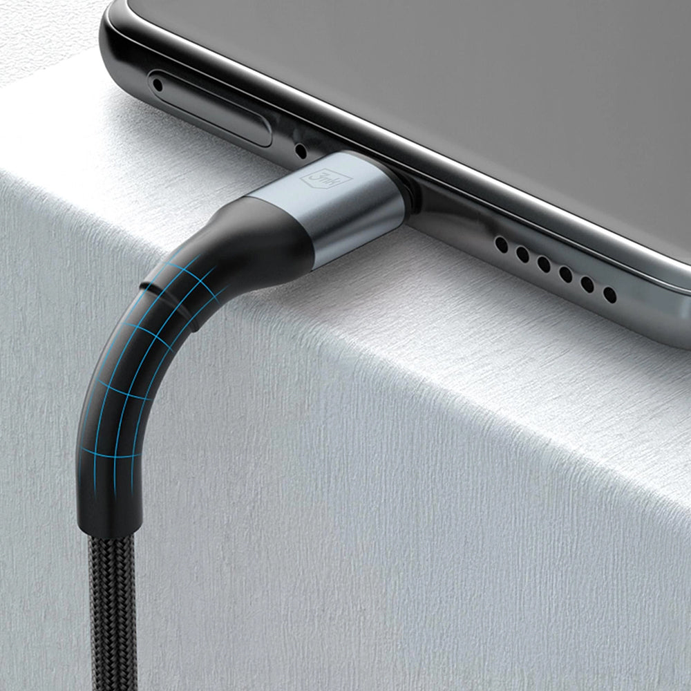 USB-A - USB-C 3MK Hyper N adat- és töltőkábel, 18W, 2m, Fekete