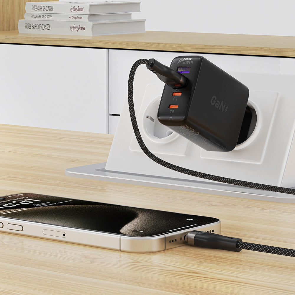 USB-A - USB-C Acefast C11-04 adat- és töltőkábel, 18W, 1.2m, Fekete