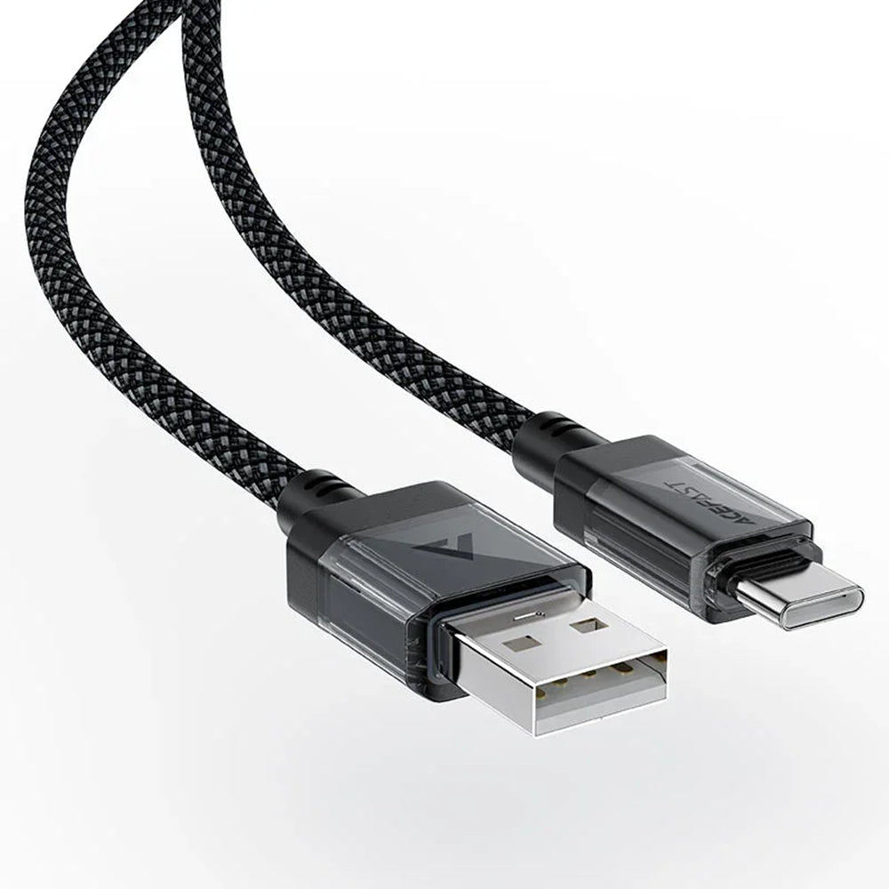USB-A - USB-C Acefast C12-04 adat- és töltőkábel, 18W, 1,2m, Fekete