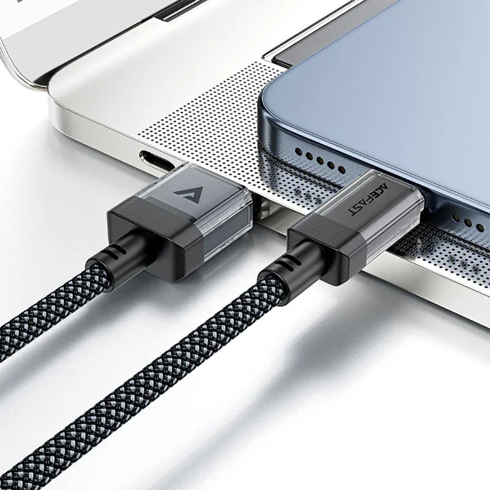 USB-A - USB-C Acefast C12-04 adat- és töltőkábel, 18W, 1,2m, Fekete