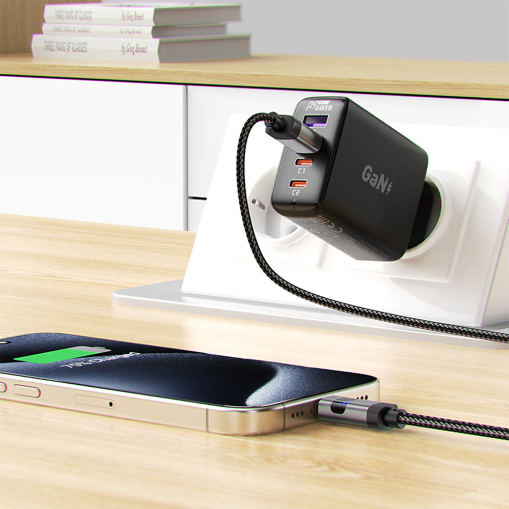 USB-A - USB-C Acefast C15-04 Display adat- és töltőkábel, 66W, 1.2m, Fekete