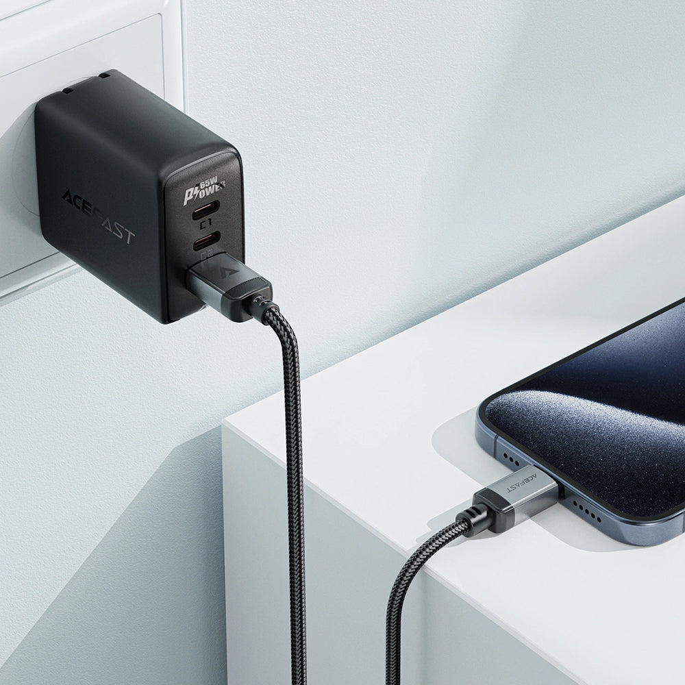 USB-A - USB-C Acefast C20-04 adat- és töltőkábel, 18W, 1.2m, Fekete