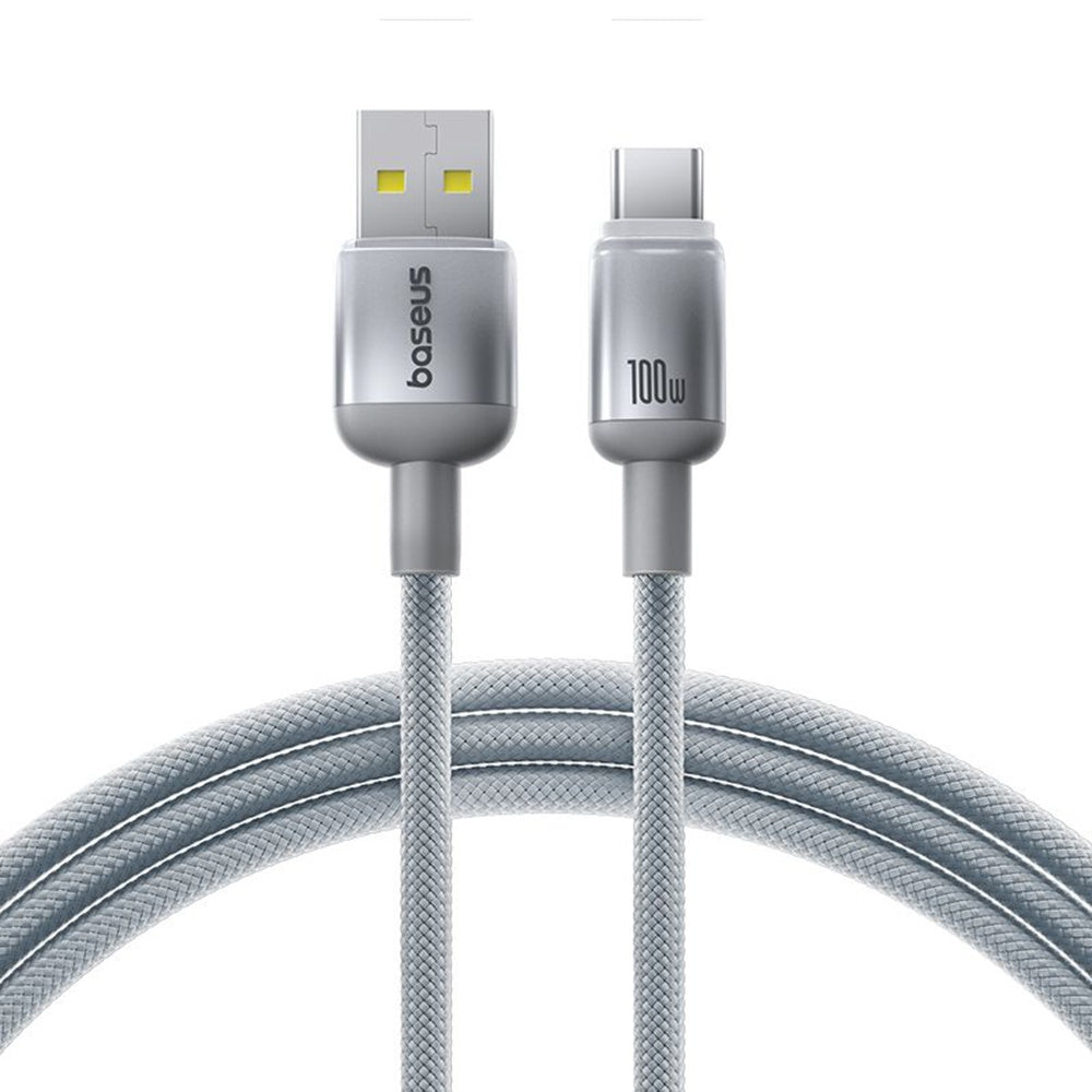 USB-A - USB-C adat- és töltőkábel Baseus Discolor, 100W, 2m, Ezüst E0420803