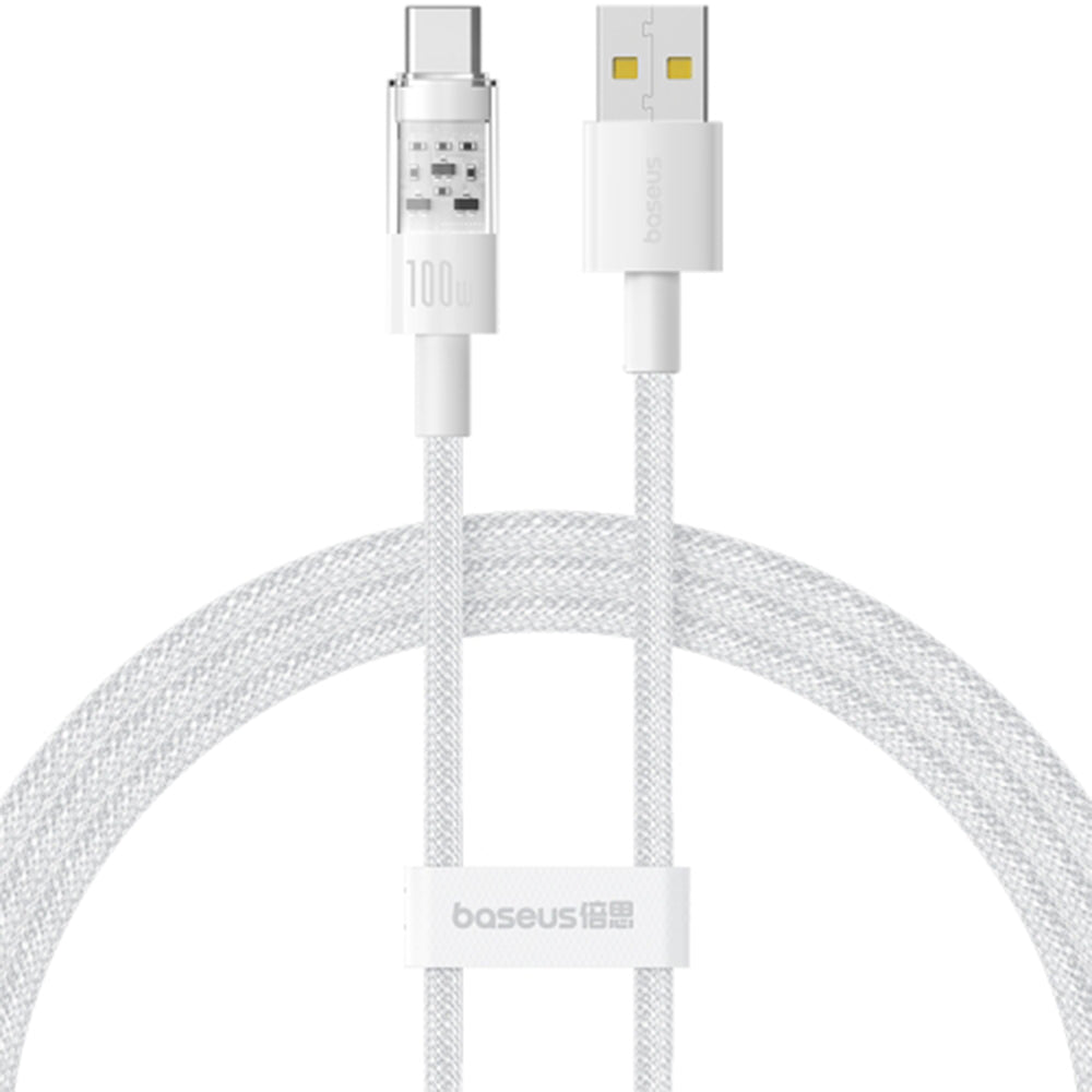 USB-A - USB-C Baseus Gem adat- és töltőkábel, 100W, 2m, fehér P10373002211-01