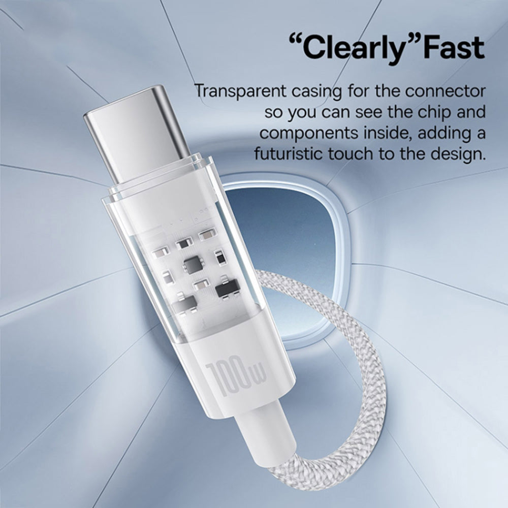 USB-A - USB-C Baseus Gem adat- és töltőkábel, 100W, 2m, fehér P10373002211-01